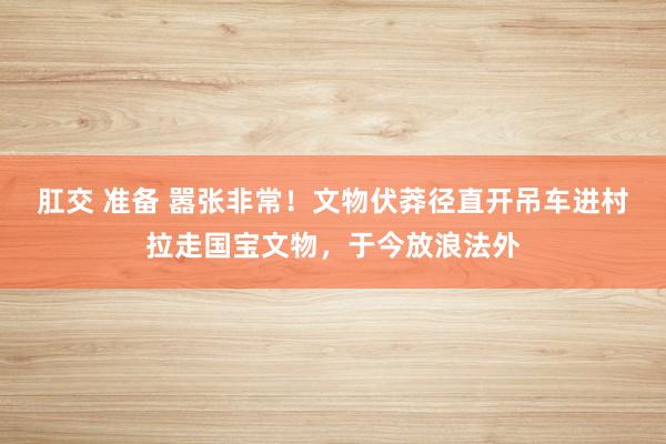 肛交 准备 嚣张非常！文物伏莽径直开吊车进村拉走国宝文物，于今放浪法外