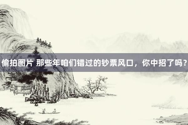 偷拍图片 那些年咱们错过的钞票风口，你中招了吗？