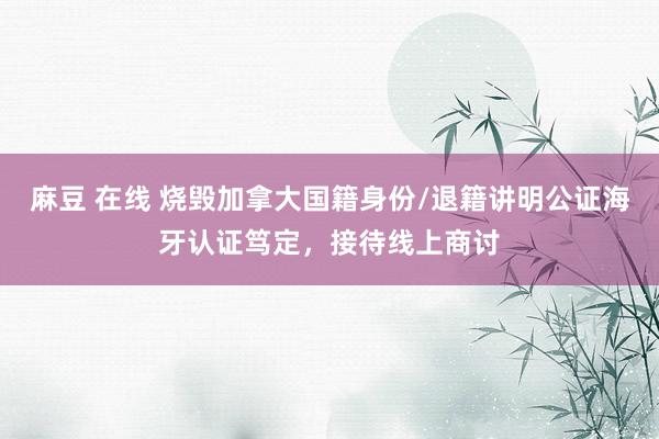 麻豆 在线 烧毁加拿大国籍身份/退籍讲明公证海牙认证笃定，接待线上商讨